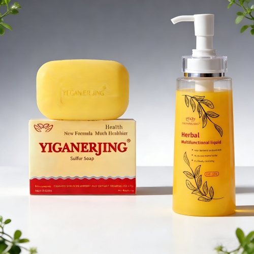 YIGANERJING Skin Care Set: Sulfur Soap + Antibacterial Herbal Cleanser